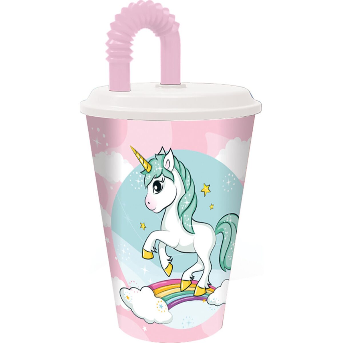 Einhorn Range Becher mit Strohhalm, Kunststoff 430 ml