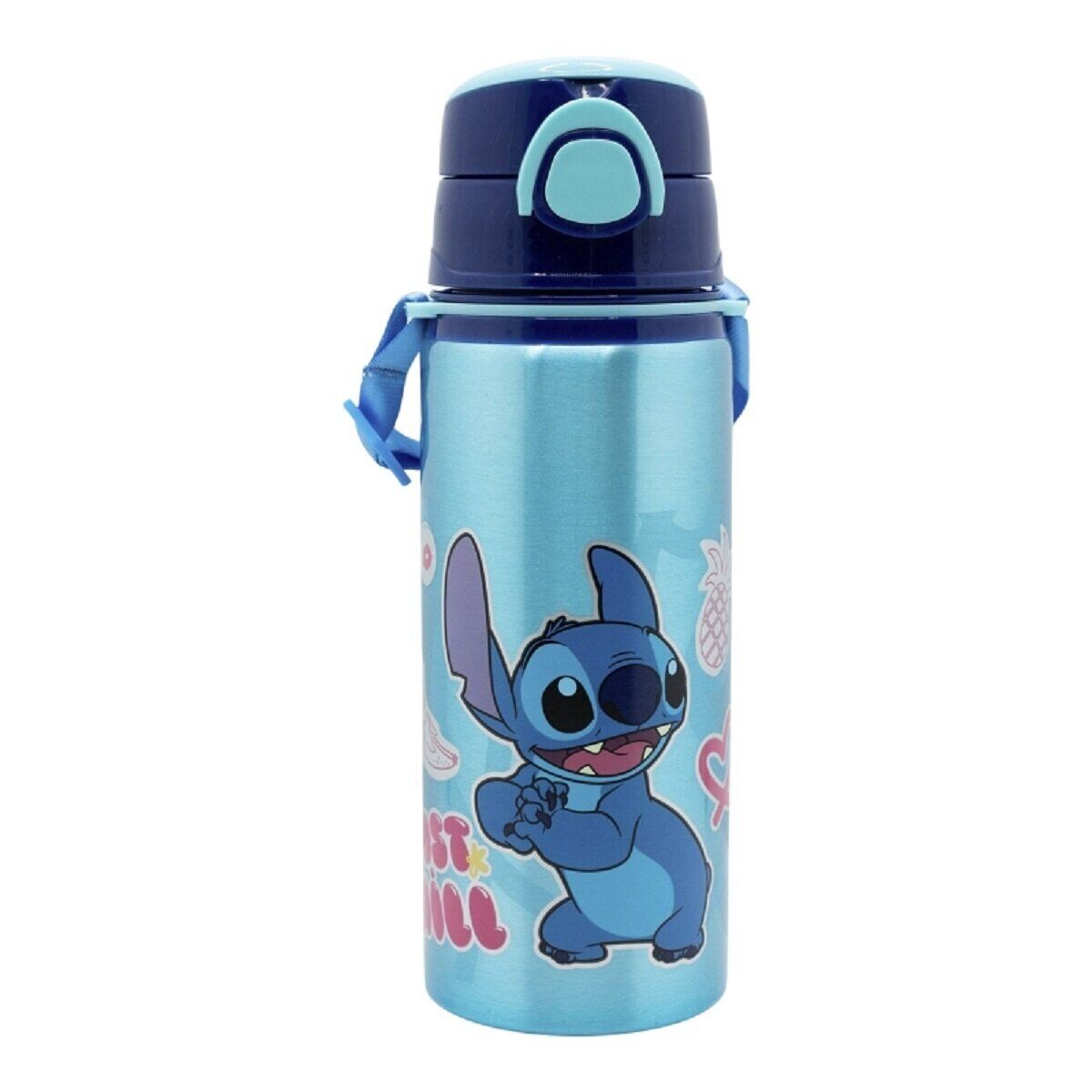 Disney Stitch Trinkflasche 730ml Aluminiumflasche mit Strohhalm & Gurt
