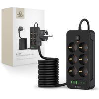 Tech-Protect PC6X6 Steckdosenleiste USB-A/C 200cm Schwarz