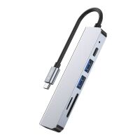 Tech-Protect V4 6in1 USB-C Hub HDMI Kartenleser Grau