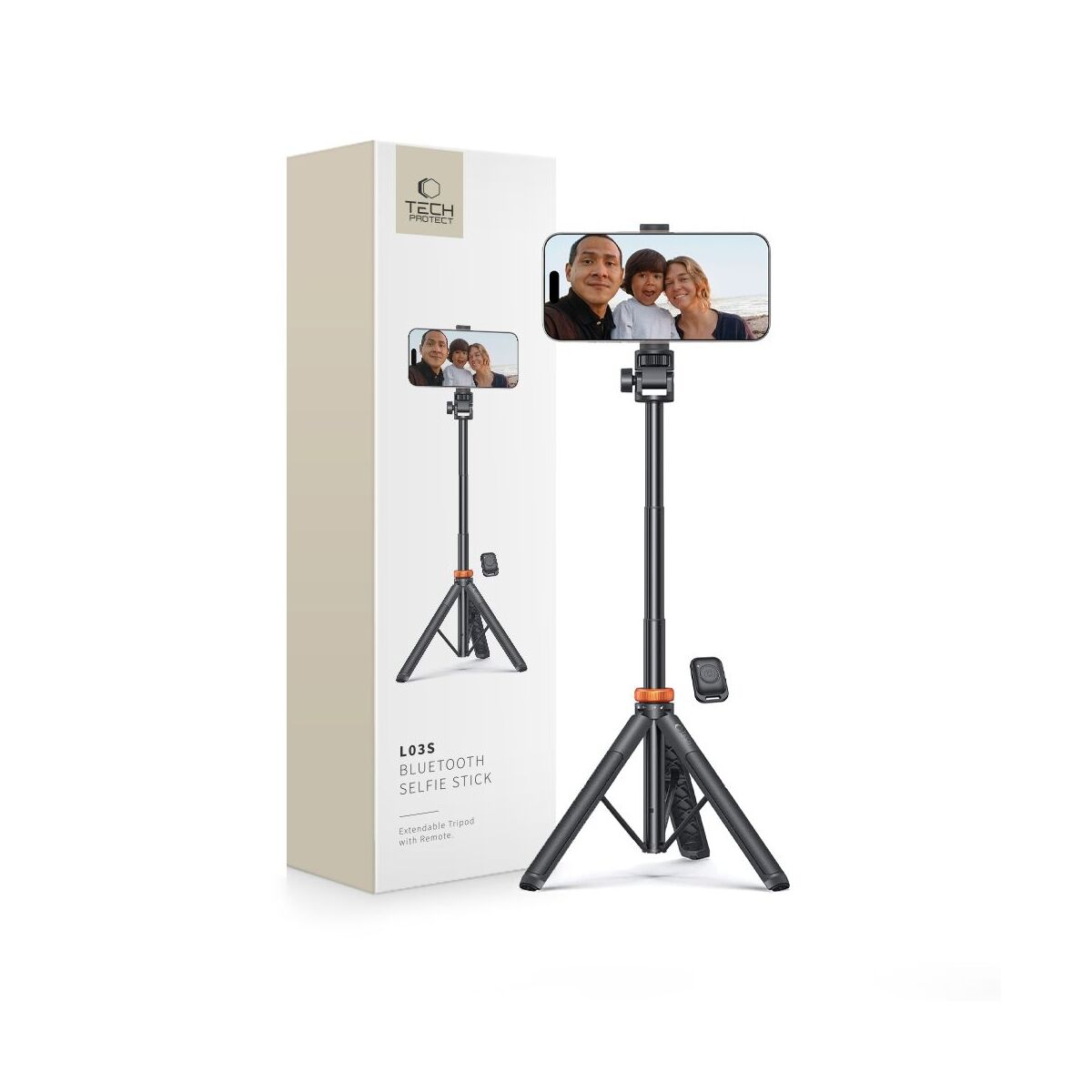 Tech-Protect L03S Bluetooth Selfie-Stick Stativ 148cm Schwarz