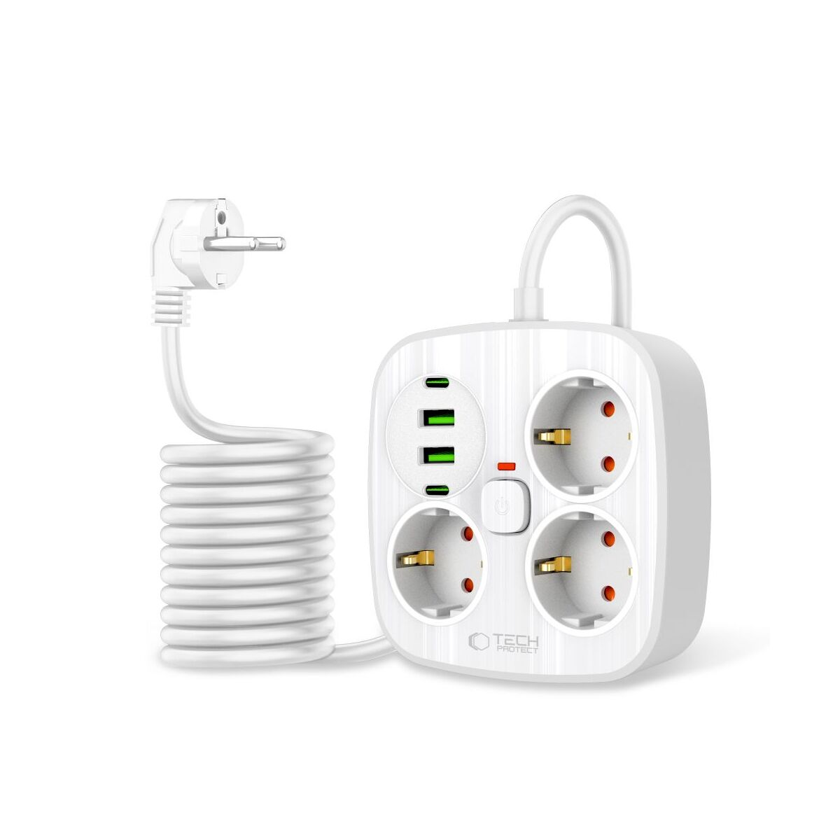 Tech-Protect PCS3X4 Steckdosenleiste 3-fach USB Weiß