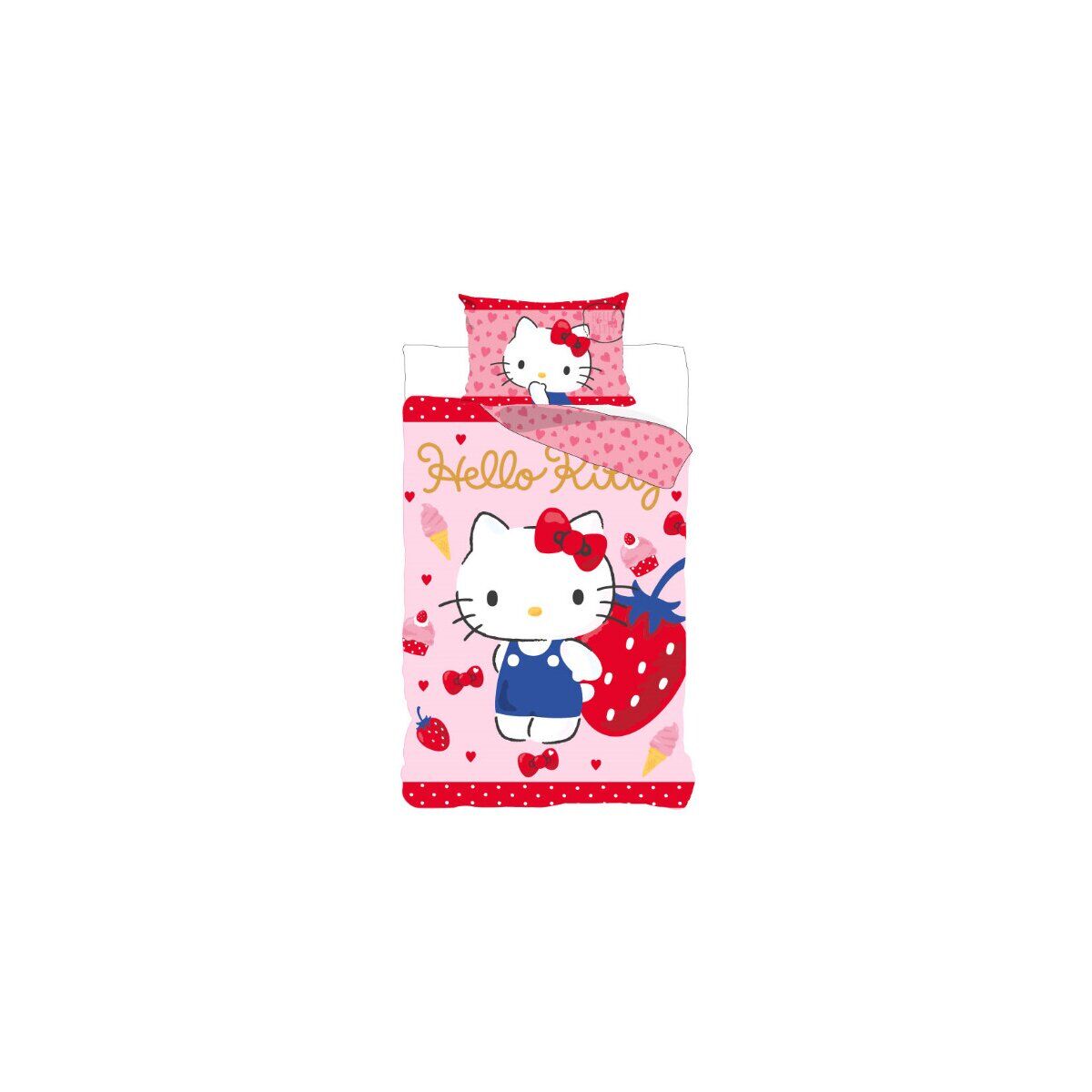 Hello Kitty Strawberry Kinderbettwäsche 100x135