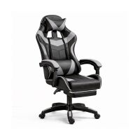 Gaming Stuhl Drehbar Fußstütze Schwarz Grau