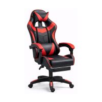 Gaming Stuhl Drehbar Fußstütze Schwarz Rot