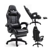 Gaming Stuhl Drehbar Fußstütze Schwarz