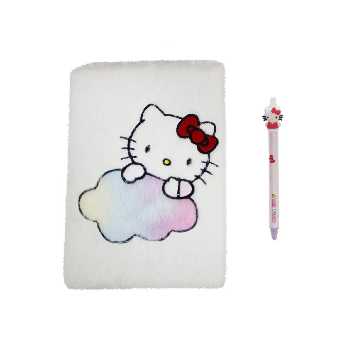 Hello Kitty Plüsch Notizbuch Set mit radierbarem Gelstift Schreibset