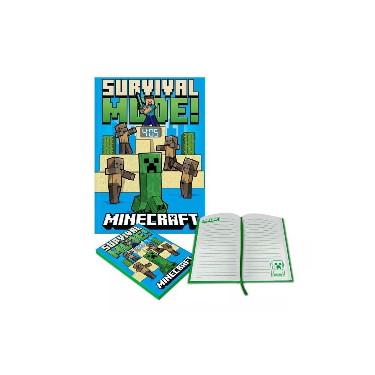 Minecraft Fight A/5 liniertes Notizbuch mit eingebauter Uhr