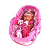 Babypuppe in Tragetasche, Flasche, Schnuller, spricht