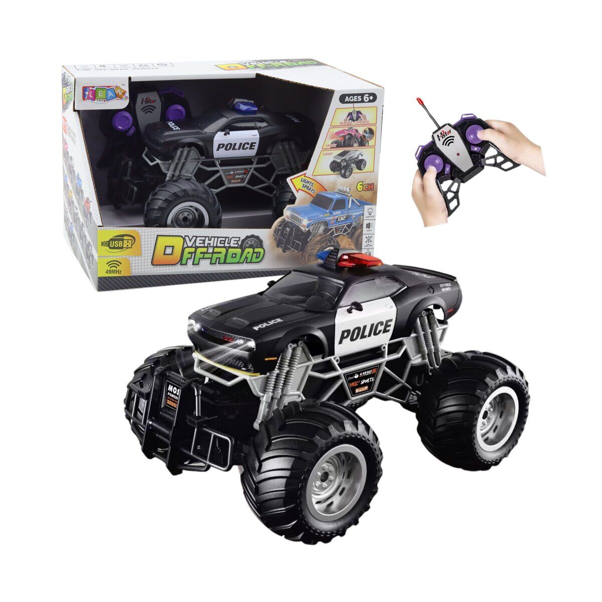 Ferngesteuertes Polizei-Geländewagen RC 1:16, Lichter Rauch