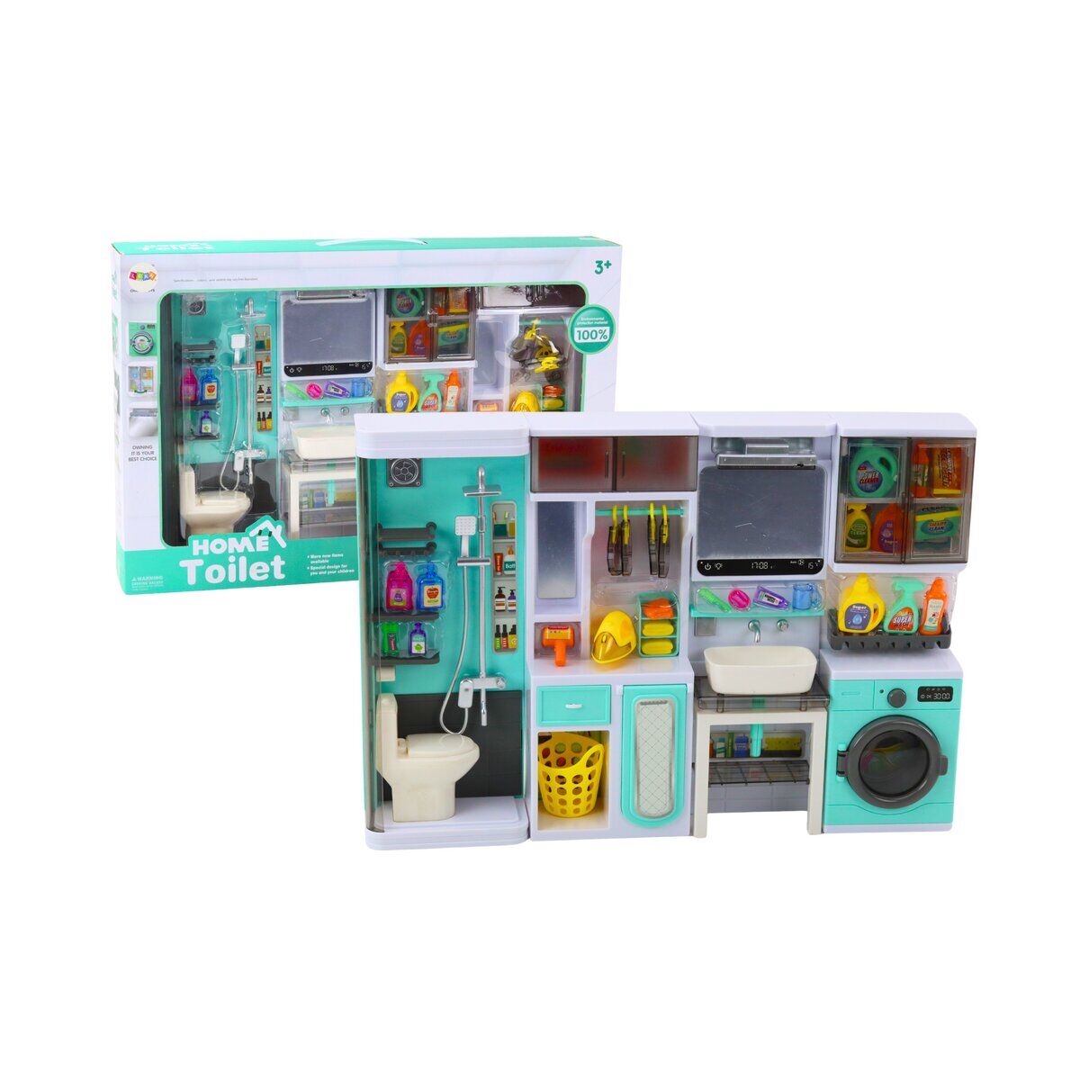 Badezimmer-Spielset 4in1, Dusche, WC, Waschmaschine, Zubehör
