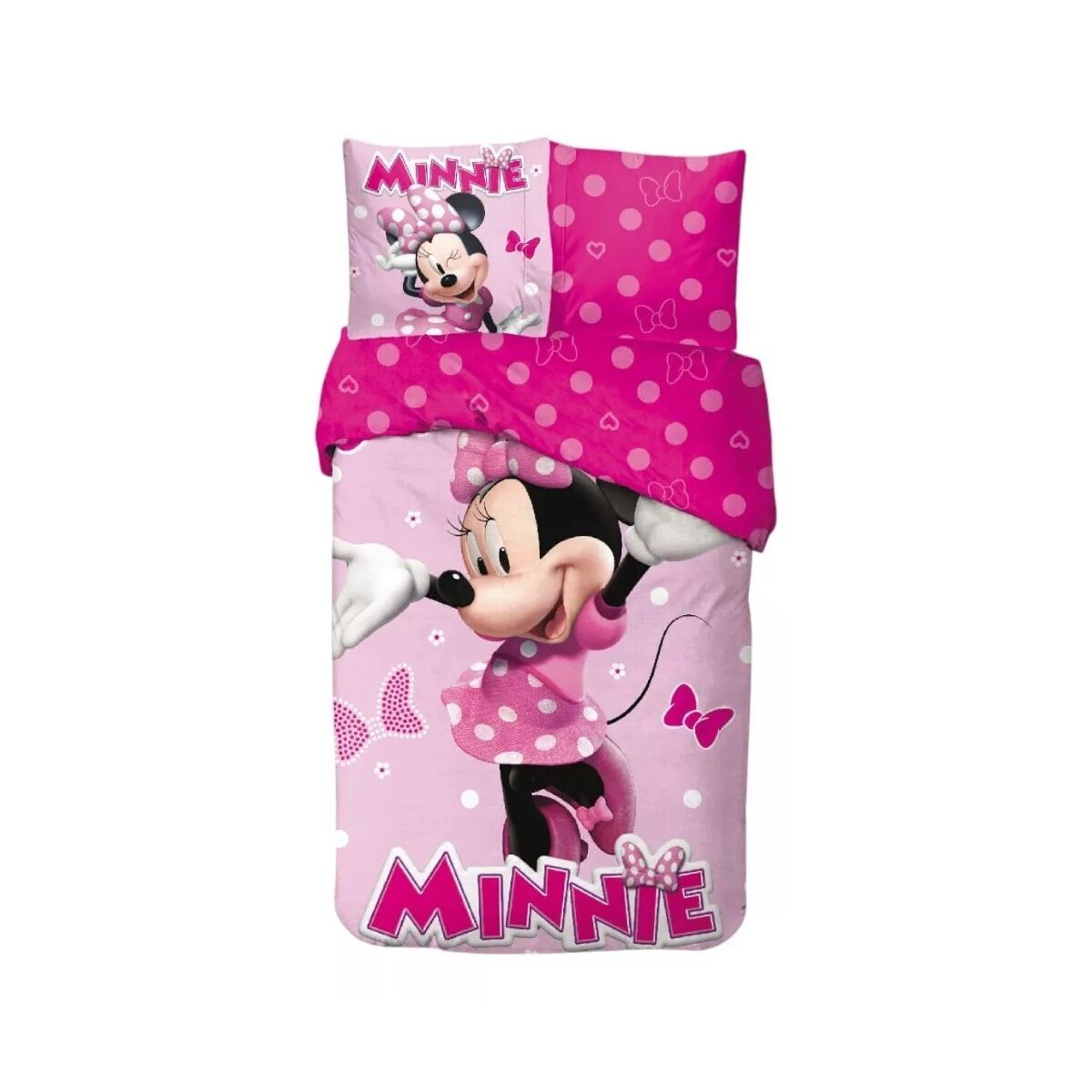 Disney Minnie Pink Polka Bow Bettwäsche 140×200cm, 65x65 cm