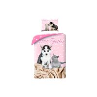 Tiere Happier Together Katzen und Hunde Bettwäsche-Set