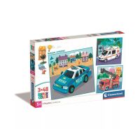Fahrzeug Rescü 3x48-teiliges Puzzle Clementoni