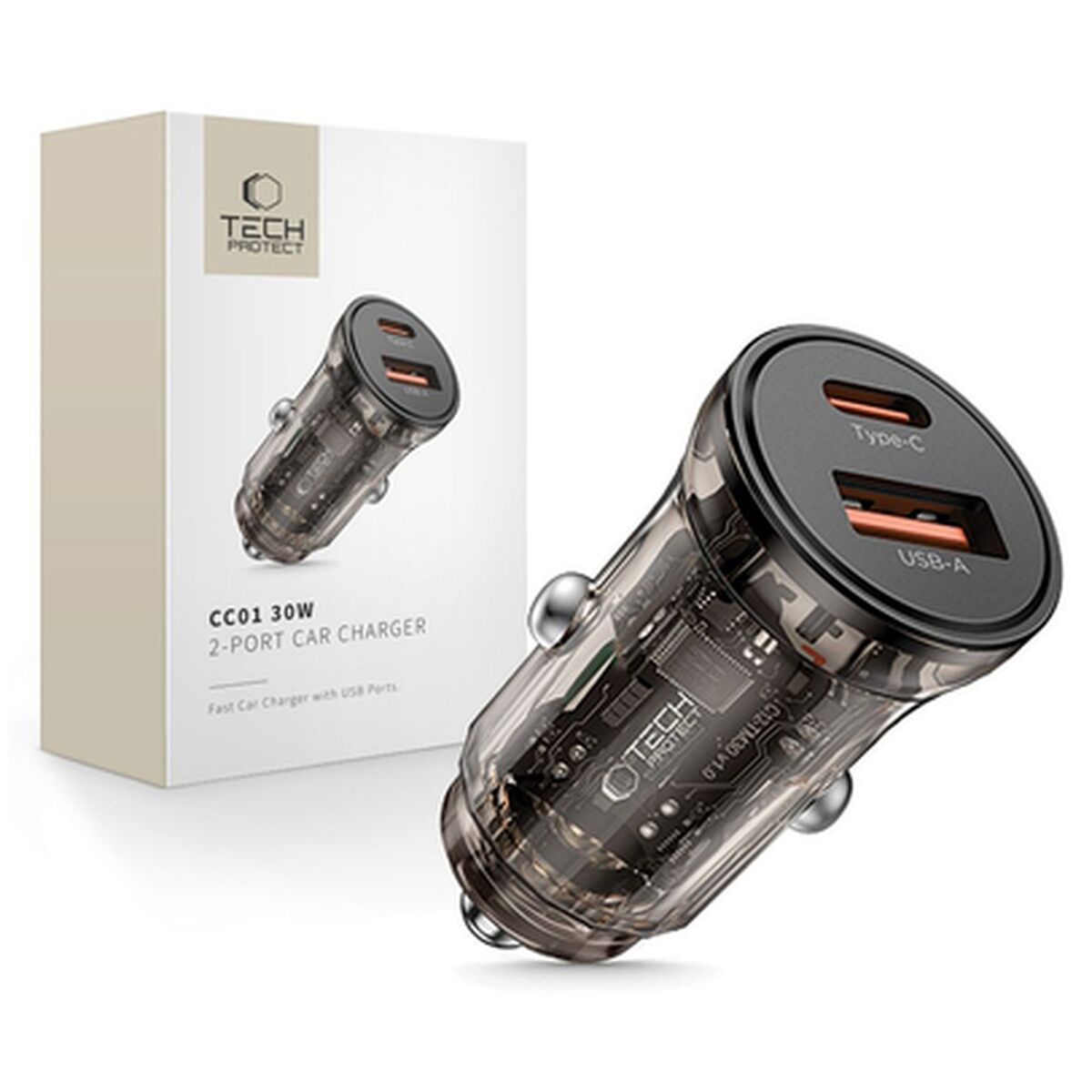 Tech Protect CC01 30 W 2 Port USB-A USB-C Kfz-Ladegerät