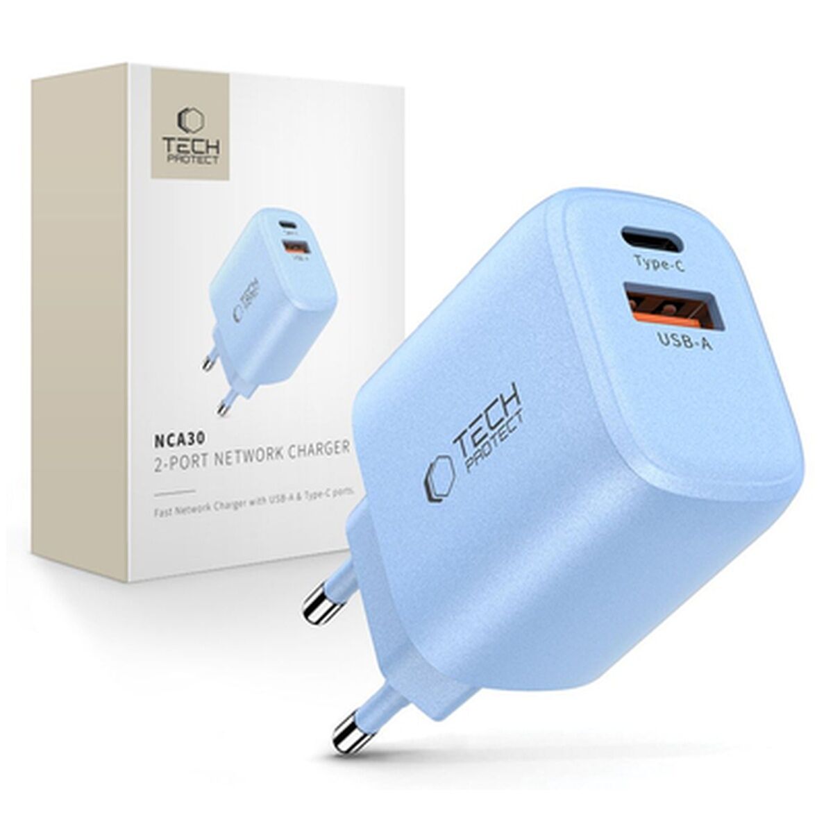Tech Protect NCA30 PD 30 W QC3.0USB-A USB-C WandLadegerät