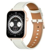 COLMI C28 Smartwatch in Gold mit weißem Lederarmband