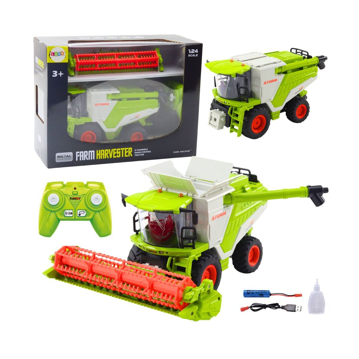 Mähdrescher mit Getreidevorsatz 2in1, ferngesteuerter RC-Raucheffekt 2,4G