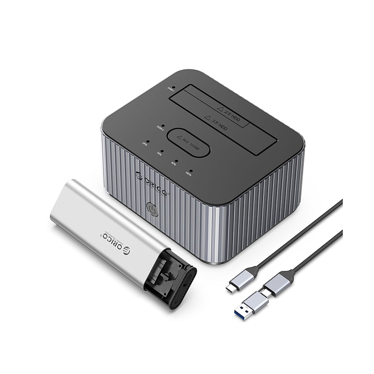 Orico IT28E-C 2-Disk Dockingstation mit M.2 NVME 2,5"/3,5" HDD/2,5" SSD Klonfunktion