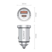 Orico MiniRing Pro 45W USB-A + USB-C Kfz-Ladegerät – Silber