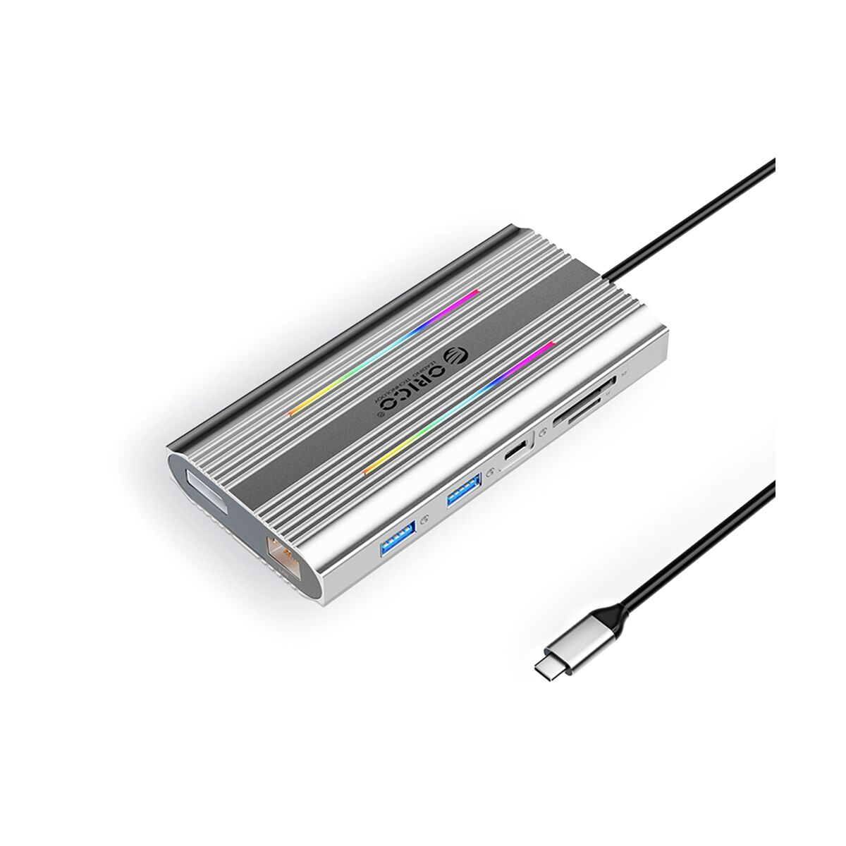 Orico XDR 12-in-1 RGB USB-C Dockingstation mit USB-A, USB-C, 2x HDMI 4K 60 Hz, DisplayPort 4K 60 Hz
