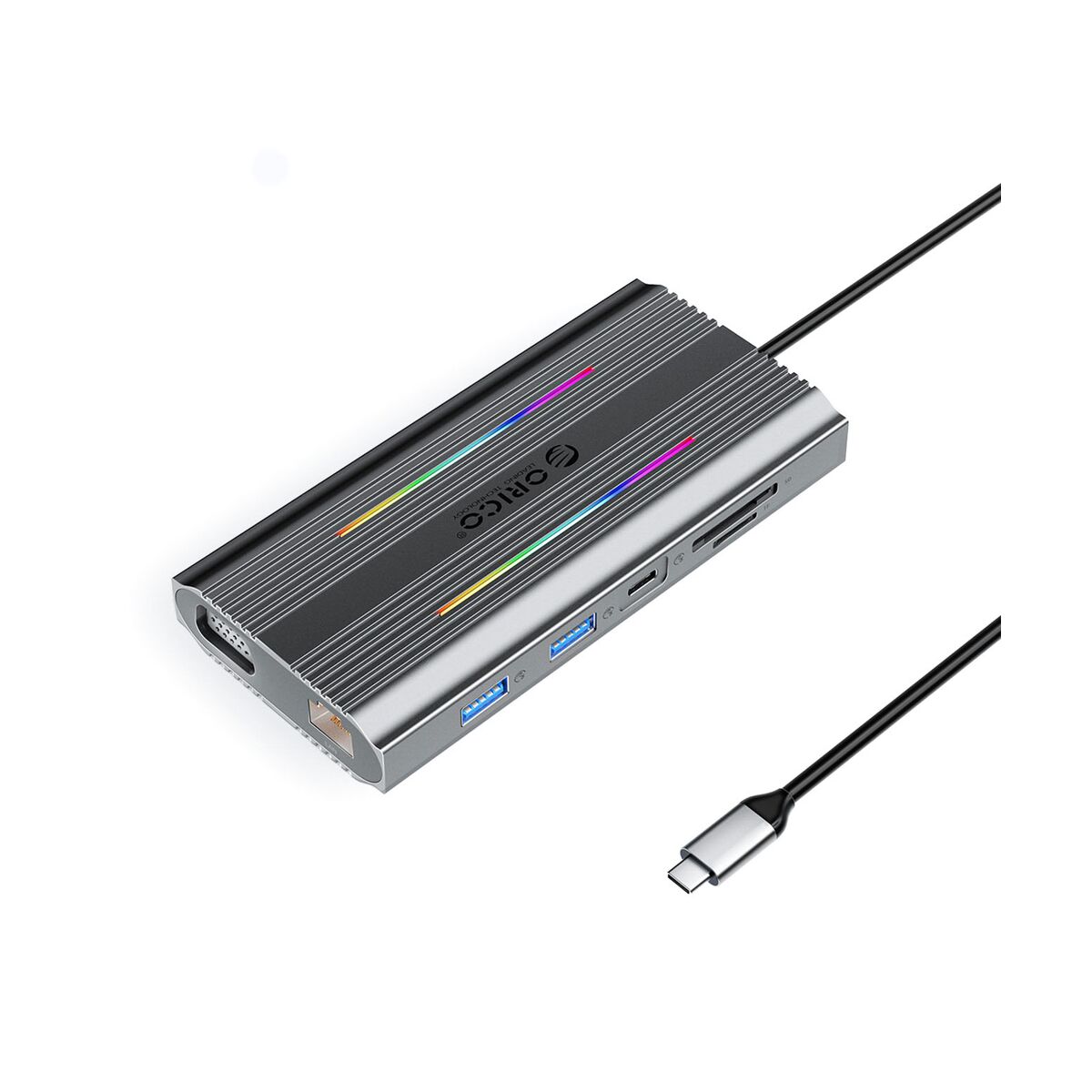 Orico XCR 12-in-1 RGB USB-C Dockingstation mit 3x USB-A, USB-C PD, 100W HDMI, 4K VGA