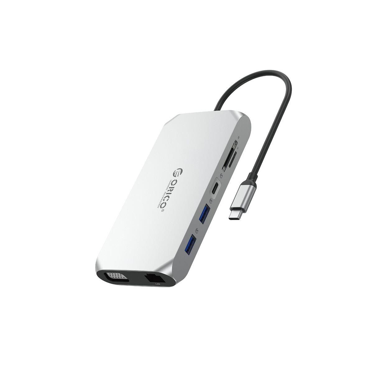 Orico XCR 12-in-1 USB-C Dockingstation mit 2x USB-A 3.1, 1x USB-A 2.0, 1x USB-C PD 100W, 1x USB-C 3.1