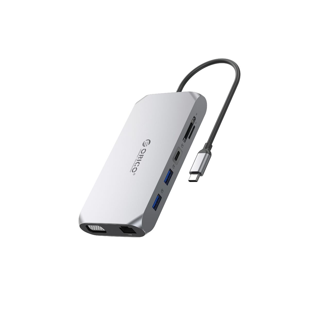 Orico XCR 12-in-1 USB-C Dockingstation mit 3x USB-A 3.1, 1x USB-A 2.0, 1x USB-C PD 100W
