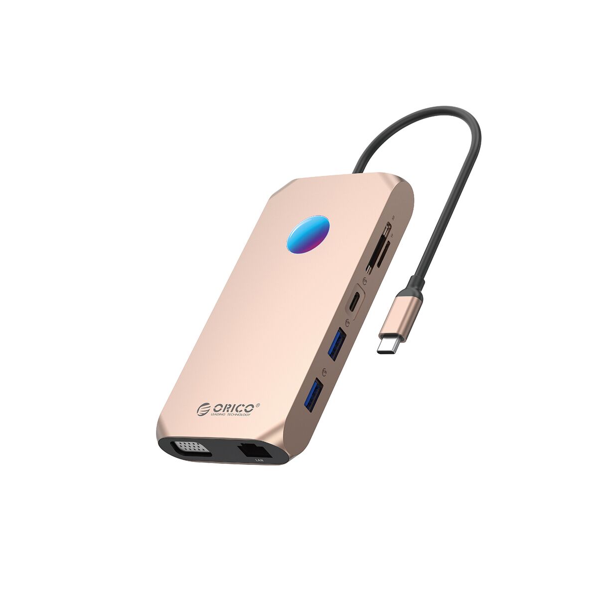 Orico XCR 12-in-1 RGB USB-C Dockingstation mit 3x USB-A 3.1, 1x USB-A 2.0, 1x USB-C PD 100W, 1x USB-C 3.1