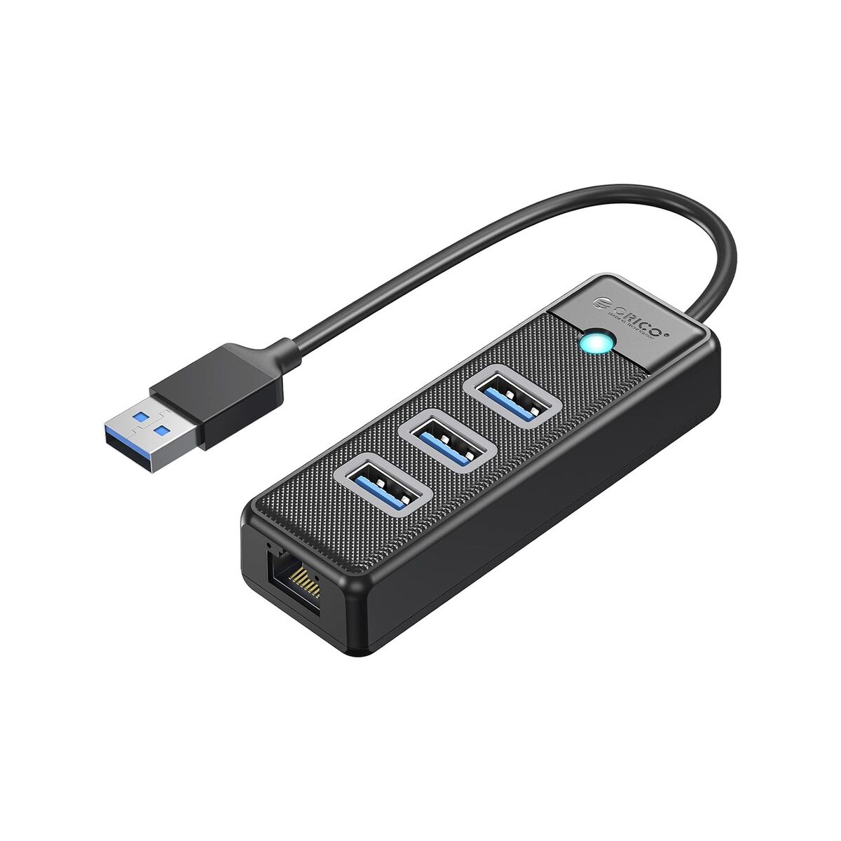 Orico PW3UR25-U3 USB-Hub mit 4 Anschlüssen (3x USB-A 3.0, 1x RJ45 2,5G Ethernet, 1 m