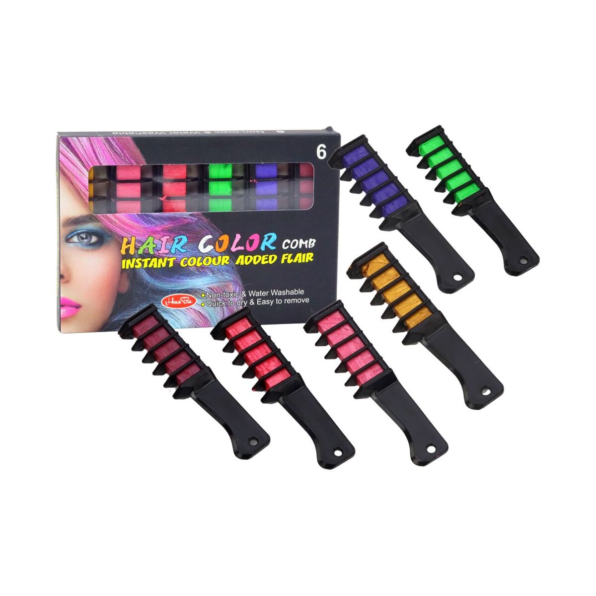 Kreide-Haarfärbe-Set, 6-teilig, glänzend