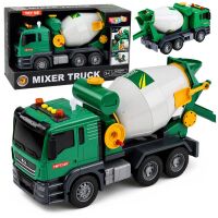 Betonmischer-LKW mit rotierender Trommel, Lichtern und...