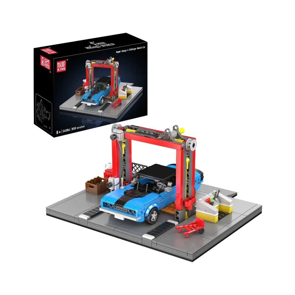 Mould King 24086 Werkstatt- und Challenger-Muscle-Car-Bausatz