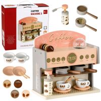 Barista-Set Kaffeemaschine Holzzubehör Rosa