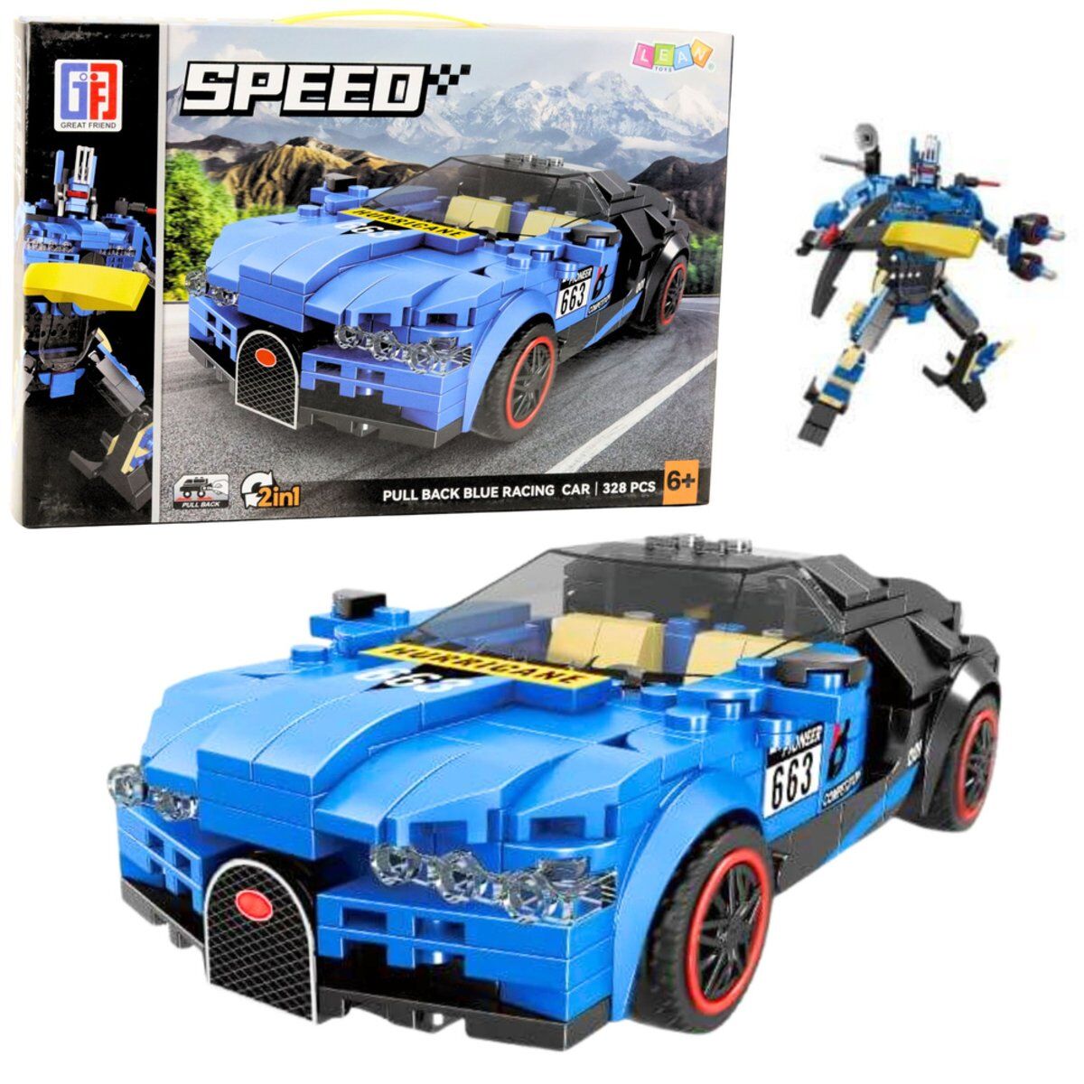 Roboterauto 2in1 Hurricane Blue Bausteine 328 Stk.