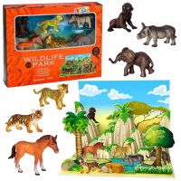 Wildtierfiguren-Set Leopard Tiger Elefant Pferd Park...