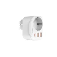 Devia Steckdosen-Ladegerät PD 20W 1x USB-C 2x USB 3A...