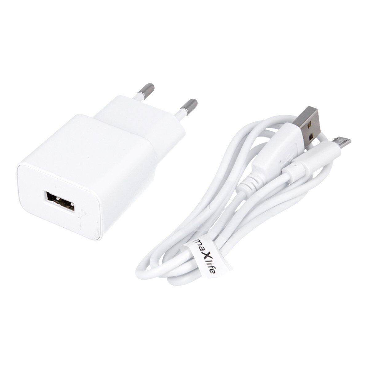 Maxlife MXTC-01 Ladegerät 1x USB 1A weiß + microUSB-Kabel