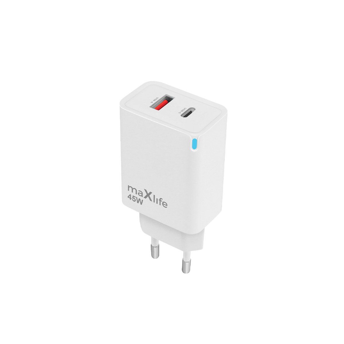 Maxlife MXTC-09-45AC GaN PD QC Ladegerät 1x USB-C 1x USB 45W weiß