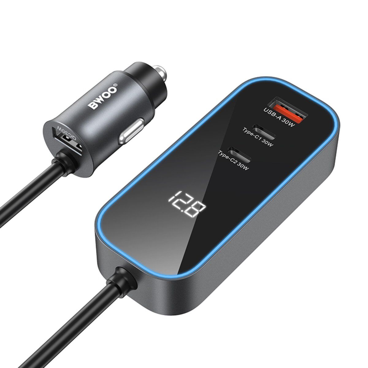 BWOO CC107 PD Kfz-Ladegerät 1x USB-C - USB-A Anschluss 30W schwarz