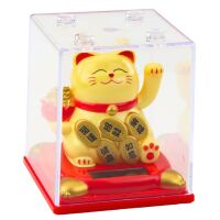 Chinesische Glückskatze in Vitrine Solarfigur...