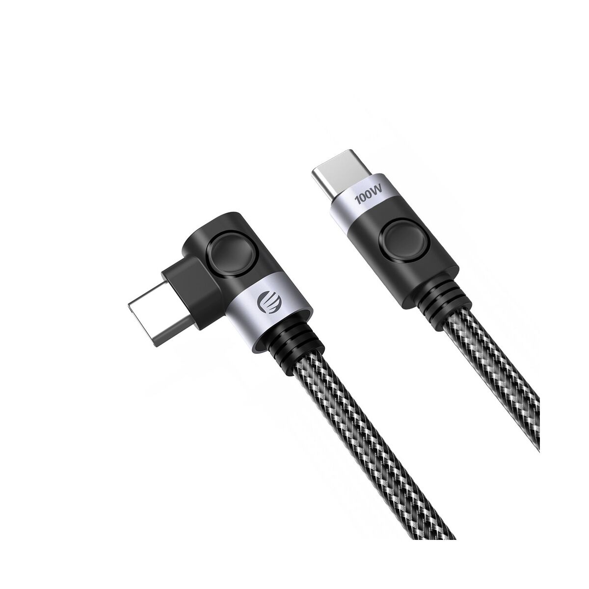 C2C PD100W Laptop-Schnellladekabel (Winkelkabel) schwarz 1 m