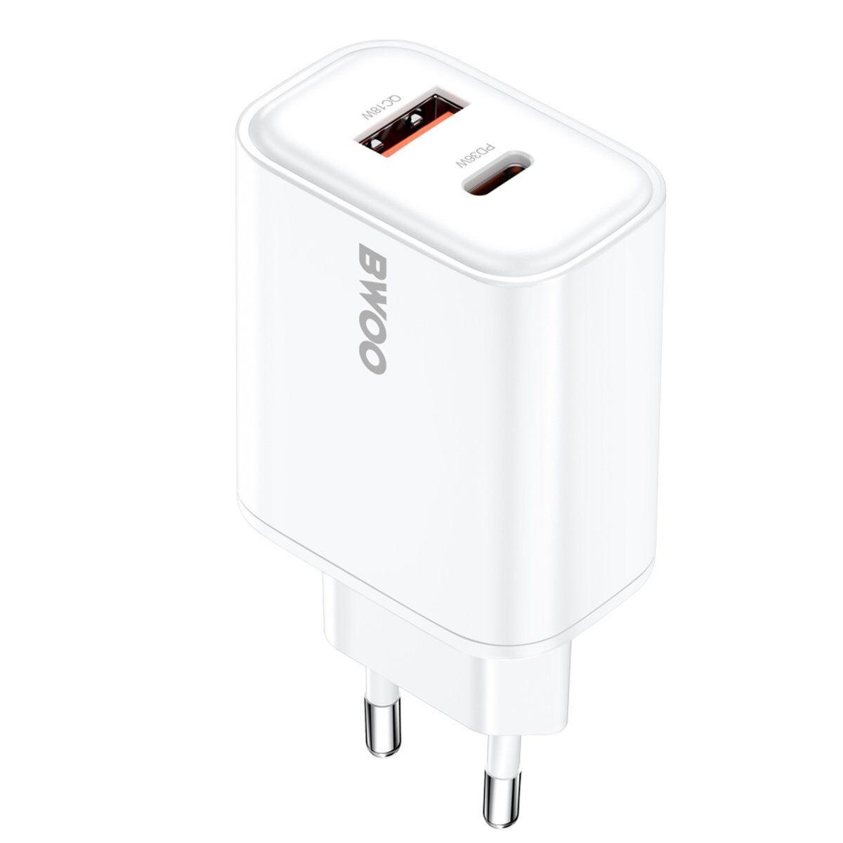 BWOO CDA207 PD 36W Wandladegerät 1x USB-A + USB-C Anschluss weiß