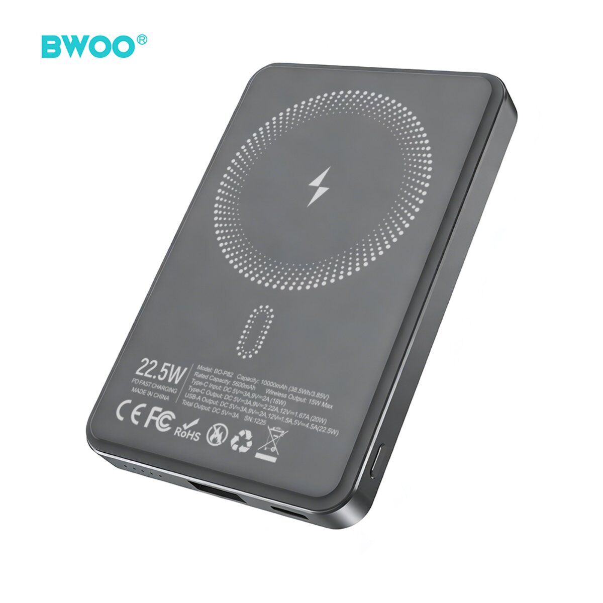 BWOO P82 BO 10000mAh 15W Powerbank mit kabelloser Ladefunktion