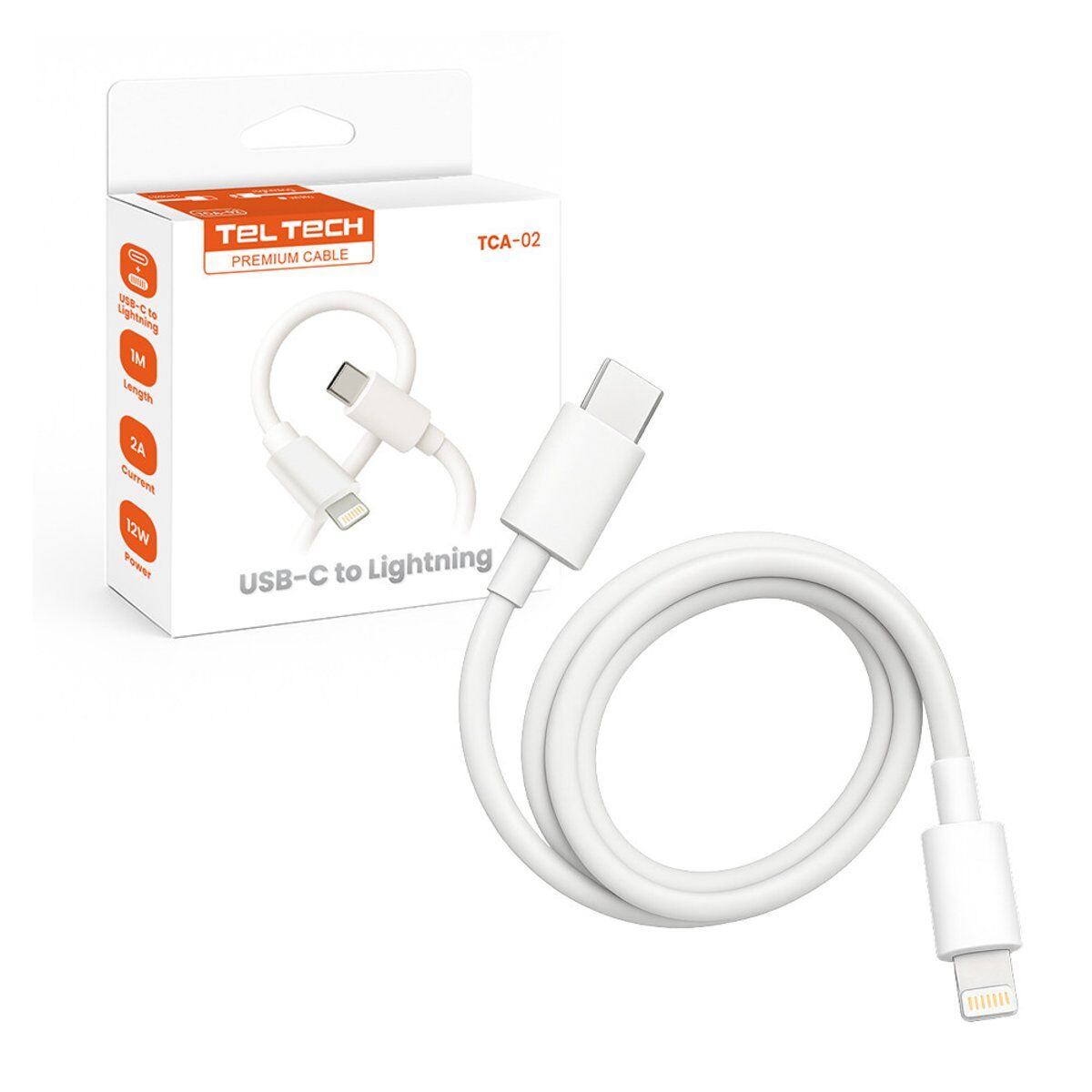 Teltech Kabel USB-C - Lightning 2A 12W 1m weiß TCA-02