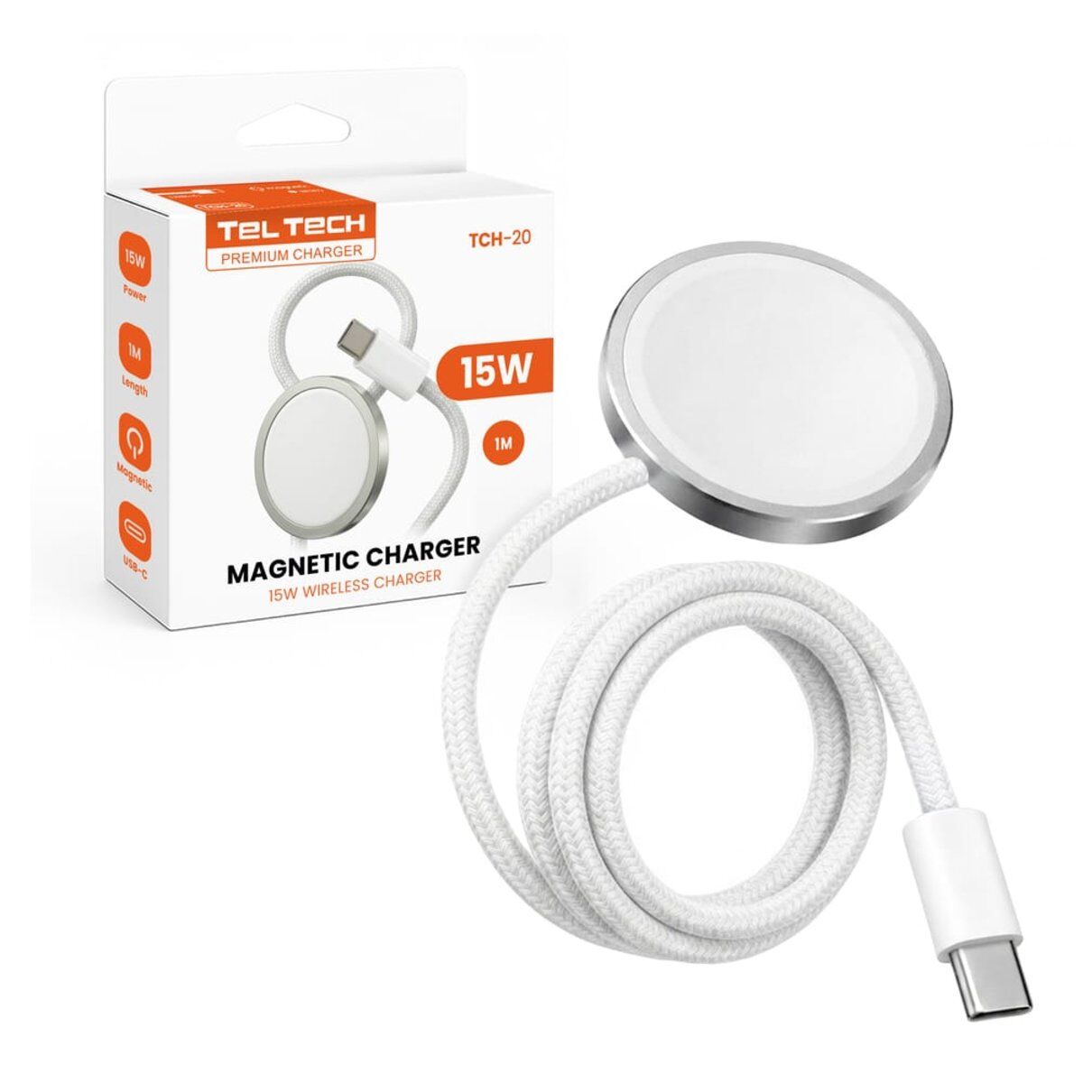 Teltech induktives kabelloses Ladegerät MagSafe oplot USB-C 15W 1m
