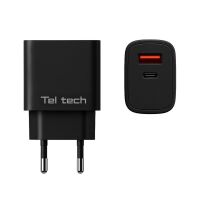 Teltech Schnellladegerät USB / USB-C 25W + Kabel USB-C USB-C 1m QC