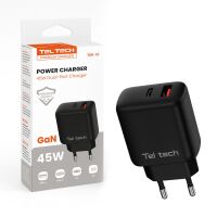 Teltech Power Charger GaN USB / USB-C 45W Schwarz TCH-03