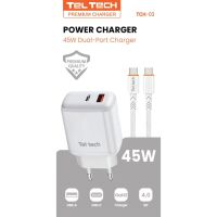 Teltech Ladegerät GaN3 USB / USB-C 45W + Kabel USB-C...