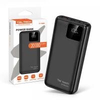 Teltech Powerbank Notfallakku 5A 22,5W schwarz 20000 mAh...